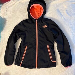 The North Face Girls Black Jacket with Coral Lining